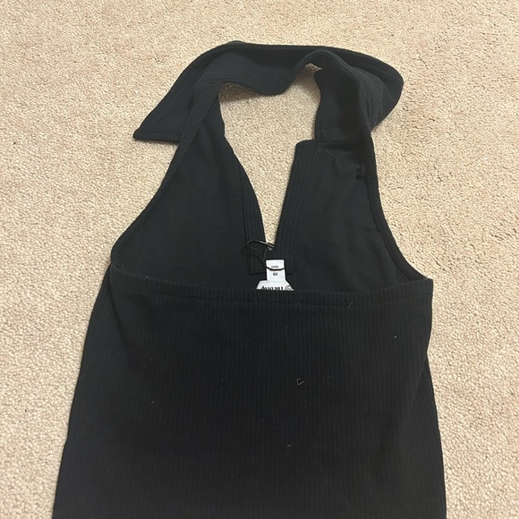 Black Sleeveless V-neck Size XS Halter Tank Top - Picture 2 of 3